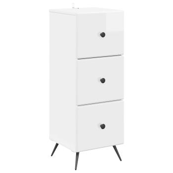 Schubladenschrank Hochglanz Weiß 33 x 34,5 x 90 cm