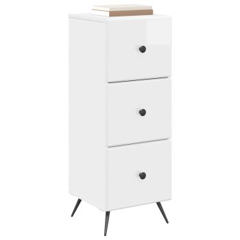 Schubladenschrank Hochglanz Weiß 33 x 34,5 x 90 cm