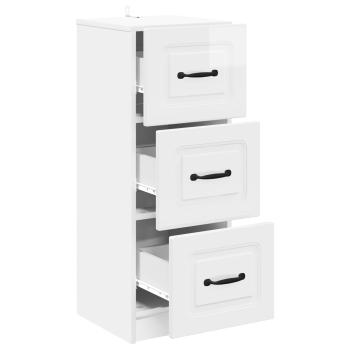Schubladenschrank Hochglanz Weiß 33 x 34,5 x 87 cm