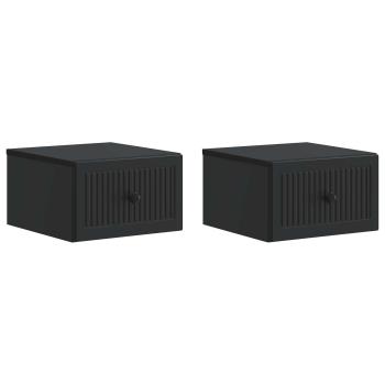 Wandmontierter Nachttisch 2 Stk. Schwarz 33 x 34,5 x 20 cm