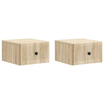 Wandmontierter Nachttisch 2 Stk. Sonoma-Eiche 33 x 34,5 x 20 cm