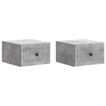 Wandmontierter Nachttisch 2 Stk. Betongrau 33 x 34,5 x 20 cm