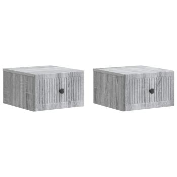 Wandmontierter Nachttisch 2 Stk. Sonoma-Grau 33 x 34,5 x 20 cm