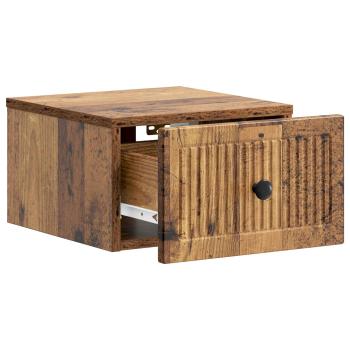 Wandmontierter Nachttisch Altholz 33 x 34,5 x 20 cm