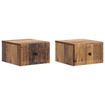 Wandmontierter Nachttisch 2 Stk. Altholz 33 x 34,5 x 20 cm
