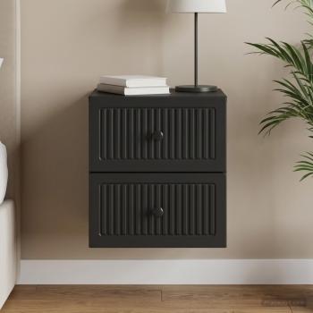 ARDEBO.de - Wandmontierter Nachttisch Schwarz 33 x 34,5 x 40 cm