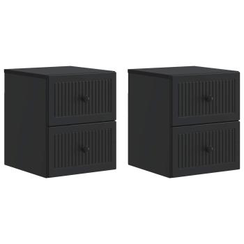 Wandmontierter Nachttisch 2 Stk. Schwarz 33 x 34,5 x 40 cm