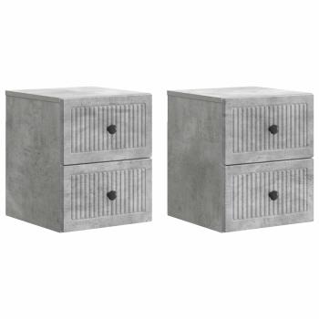 Wandmontierter Nachttisch 2 Stk. Betongrau 33 x 34,5 x 40 cm