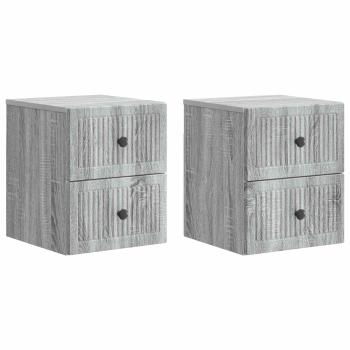 Wandmontierter Nachttisch 2 Stk. Sonoma-Grau 33 x 34,5 x 40 cm