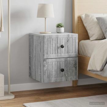 Wandmontierter Nachttisch 2 Stk. Sonoma-Grau 33 x 34,5 x 40 cm