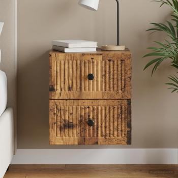 ARDEBO.de - Wandmontierter Nachttisch Altholz 33 x 34,5 x 40 cm