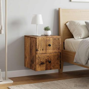 Wandmontierter Nachttisch 2 Stk. Altholz 33 x 34,5 x 40 cm