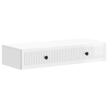 Wandmontierter Beistelltisch Hochglanz Weiß 87,5 x 34,5 x 17 cm
