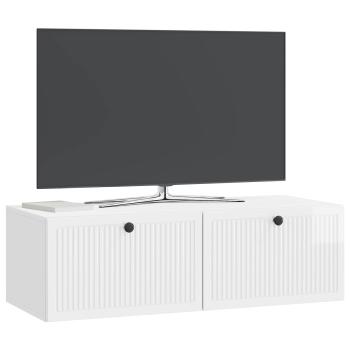 Wandmontierter TV-Schrank Hochglanz Weiß 98 x 41 x 30 cm