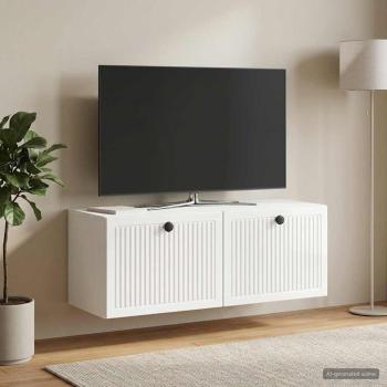 ARDEBO.de - Wandmontierter TV-Schrank Hochglanz Weiß 78,5 x 31 x 30 cm