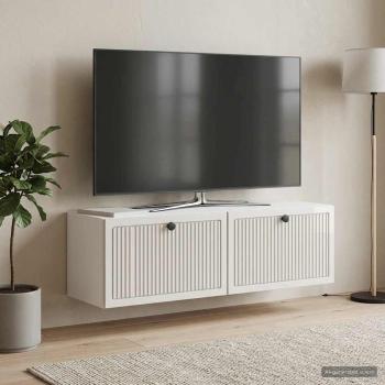 ARDEBO.de - Wandmontierter TV-Schrank Hochglanz Weiß 98 x 31 x 30 cm