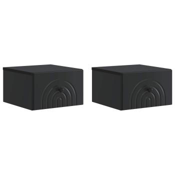 Wandmontierter Nachttisch 2 stk. Schwarz 33 x 34,5 x 20 cm