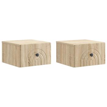 Wandmontierter Nachttisch 2 stk. Sonoma-Eiche 33 x 34,5 x 20 cm