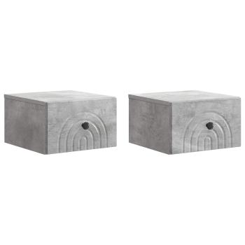 Wandmontierter Nachttisch 2 stk. Betongrau 33 x 34,5 x 20 cm