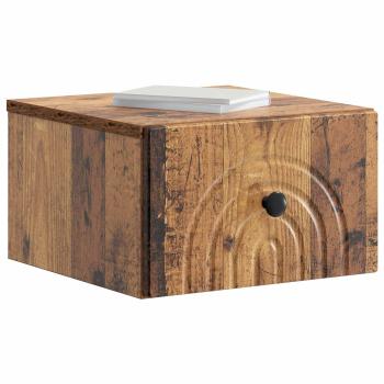Wandmontierter Nachttisch 2 stk. Altholz 33 x 34,5 x 20 cm