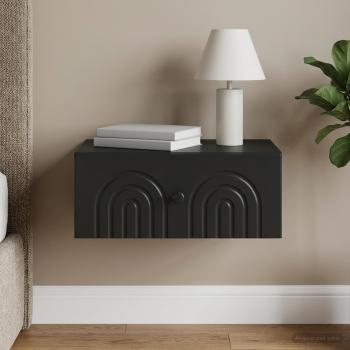 ARDEBO.de - Wandmontierter Nachttisch Schwarz 49 x 34,5 x 20 cm