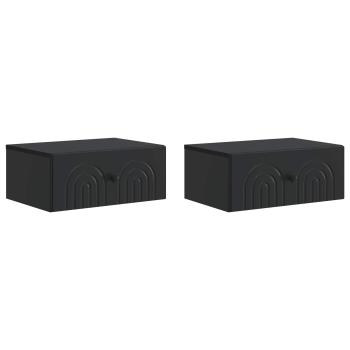 Wandmontierter Nachttisch 2 Stk. Schwarz 49 x 34,5 x 20 cm