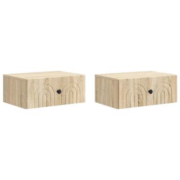 Wandmontierter Nachttisch 2 Stk. Sonoma-Eiche 49 x 34,5 x 20 cm