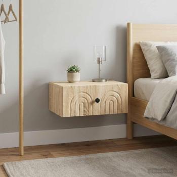 Wandmontierter Nachttisch 2 Stk. Sonoma-Eiche 49 x 34,5 x 20 cm
