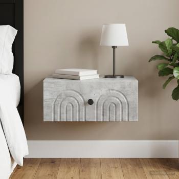 ARDEBO.de - Wandmontierter Nachttisch Betongrau 49 x 34,5 x 20 cm