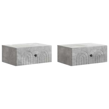 Wandmontierter Nachttisch 2 Stk. Betongrau 49 x 34,5 x 20 cm