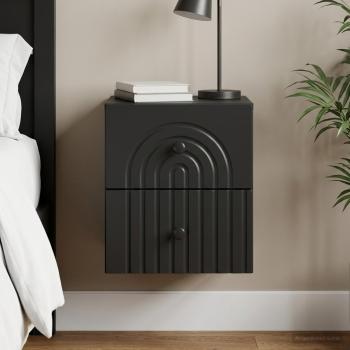 ARDEBO.de - Wandmontierter Nachttisch Schwarz 33 x 34,5 x 40 cm