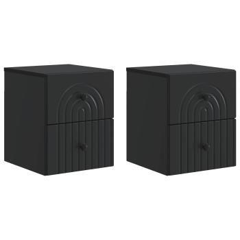 Wandmontierter Nachttisch 2 stk. Schwarz 33 x 34,5 x 40 cm