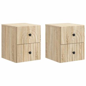 Wandmontierter Nachttisch 2 stk. Sonoma-Eiche 33 x 34,5 x 40 cm