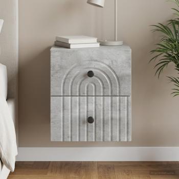 ARDEBO.de - Wandmontierter Nachttisch Betongrau 33 x 34,5 x 40 cm