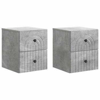 Wandmontierter Nachttisch 2 stk. Betongrau 33 x 34,5 x 40 cm