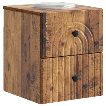 Wandmontierter Nachttisch Altholz 33 x 34,5 x 40 cm