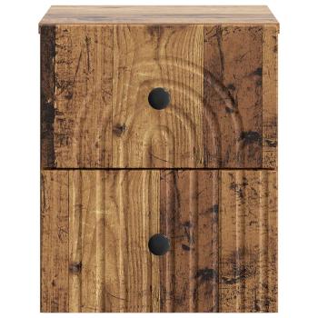 Wandmontierter Nachttisch Altholz 33 x 34,5 x 40 cm