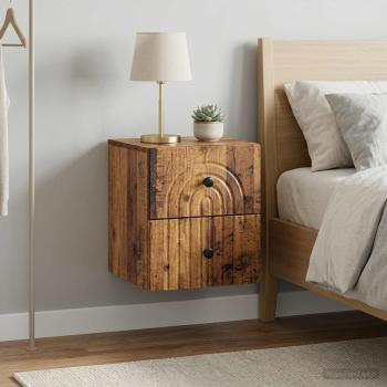 ARDEBO.de - Wandmontierter Nachttisch 2 stk. Altholz 33 x 34,5 x 40 cm