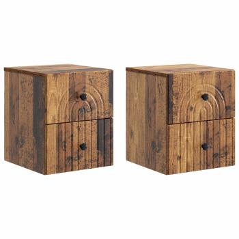 Wandmontierter Nachttisch 2 stk. Altholz 33 x 34,5 x 40 cm