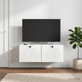 ARDEBO.de - Wandmontierter TV-Schrank Hochglanz Weiß 78,5 x 41 x 30 cm