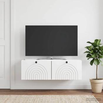 ARDEBO.de - Wandmontierter TV-Schrank Hochglanz Weiß 98 x 41 x 30 cm