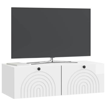 Wandmontierter TV-Schrank Hochglanz Weiß 98 x 41 x 30 cm