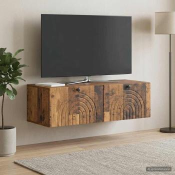 ARDEBO.de - Wandmontierter TV-Schrank Altholz 99 x 41 x 30 cm Holzwerkstoff