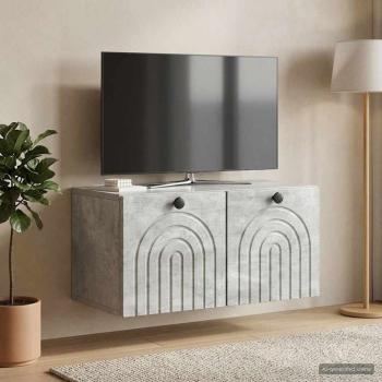 ARDEBO.de - Wandmontierter TV-Schrank Betongrau 59,5 x 31 x 30 cm