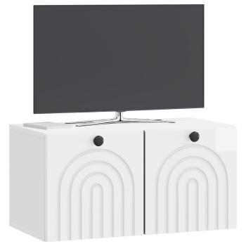 Wandmontierter TV-Schrank Hochglanz Weiß 59,5 x 31 x 30 cm