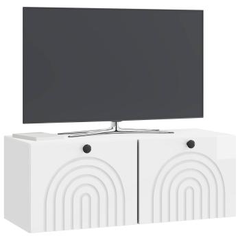 Wandmontierter TV-Schrank Hochglanz Weiß 78,5 x 31 x 30 cm