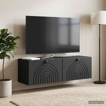 ARDEBO.de - Wandmontierter TV-Schrank Schwarz 98 x 31 x 30 cm Holzwerkstoff