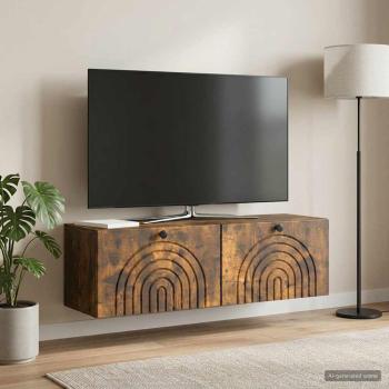 Wandmontierter TV-Schrank Geräucherte Eiche 98 x 31 x 30 cm