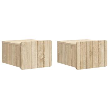 Wandmontierter Nachttisch 2 stk. Sonoma-Eiche 33 x 34,5 x 24 cm