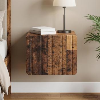 ARDEBO.de - Wandmontierter Nachttisch Altholz 33 x 34,5 x 24 cm